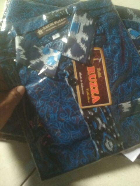 Ruzza Batik Couple Motif Mega Mendung Merah Biru Batik Seragam Keluarga Navy Marun Size M L Xl