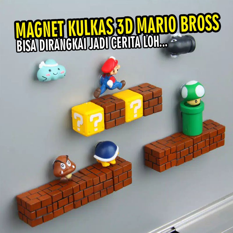 Magnet kulkas kartun karakter super mario bros miniatur lucu unik impor import surabaya