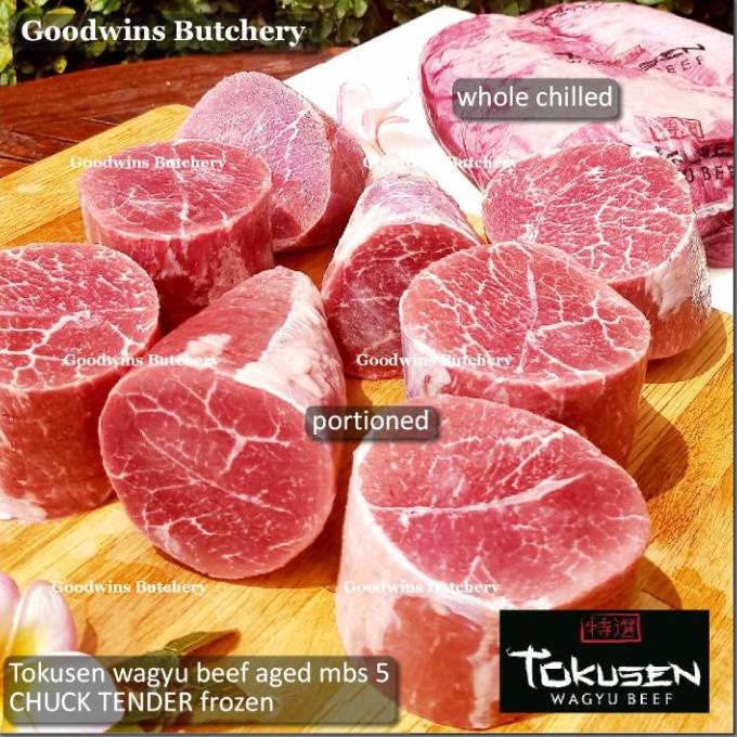 

1.1KG WAGYU BEEF TOKUSEN MB 4-5 CHUCK TENDER PORTIONED FROZEN DFGH5136