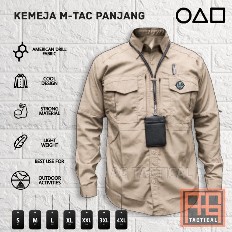 Kemeja Tactical Kemeja Free Gantungan ID Card Hem Atasan Kemeja Pria