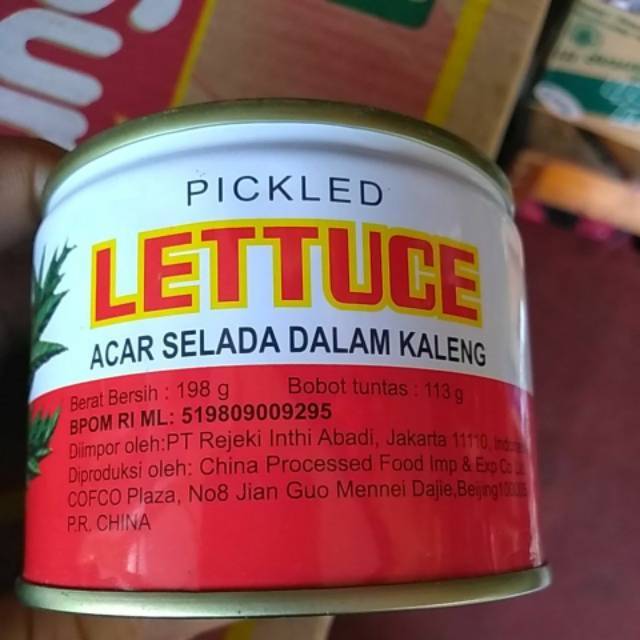 

Lettuce/chaisim/acar selada dlm kaleng 198g