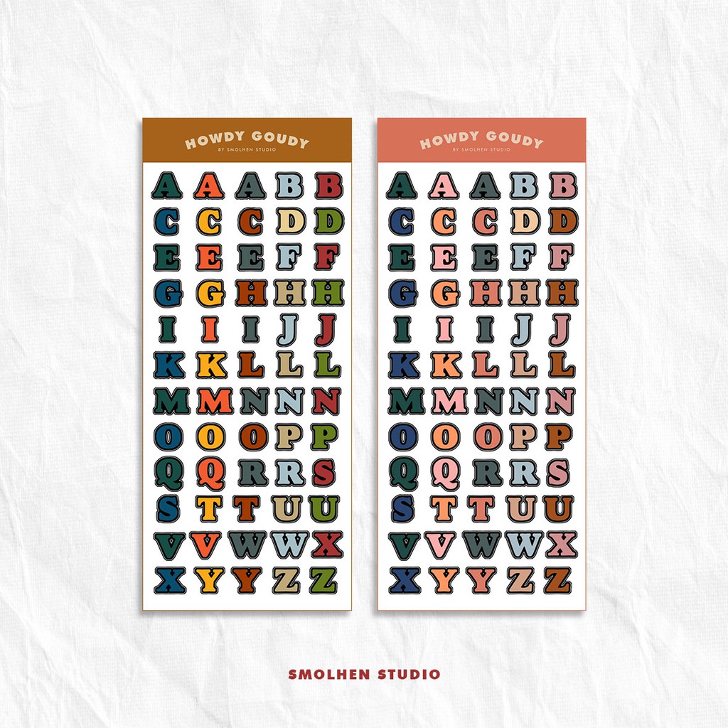

howdy goudy alphabet sticker