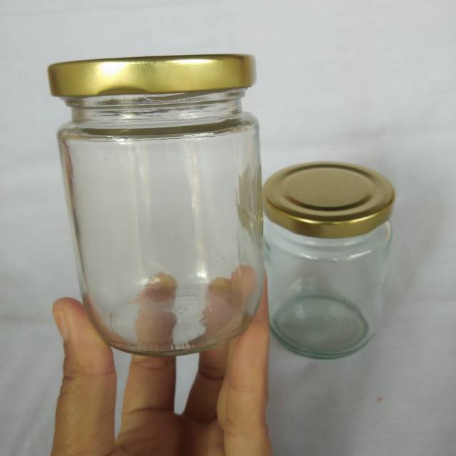  Botol  kaca  jar toples selai  250ml Rekondisi tutup gold 