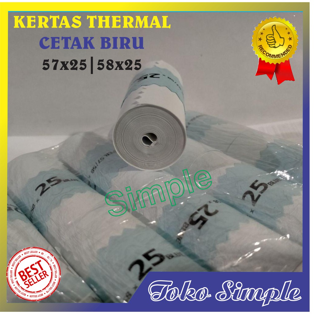 

KERTAS THERMAL TERMAL 57 X 25 / 58 X 25 / 57X25 / 58X25 MM PRINTER 58MM BLUETOOTH STRUK KASIR 10 ROL