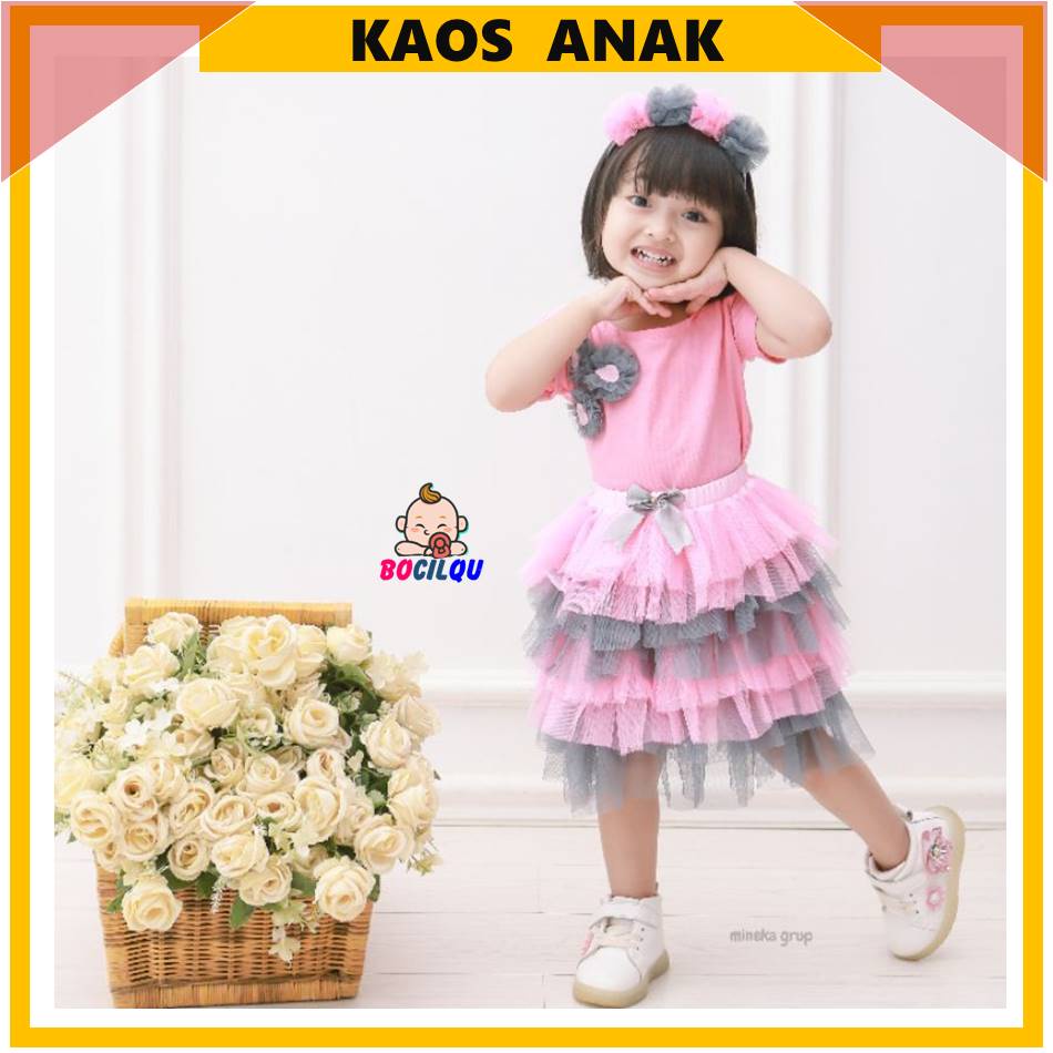 Kaos Anak Bayi Perempuan Murah Terlaris Kaos Polos Anak Perempuan Baju Kaos Atasan Tutu Bayi Usia 1-3 Tahun-4