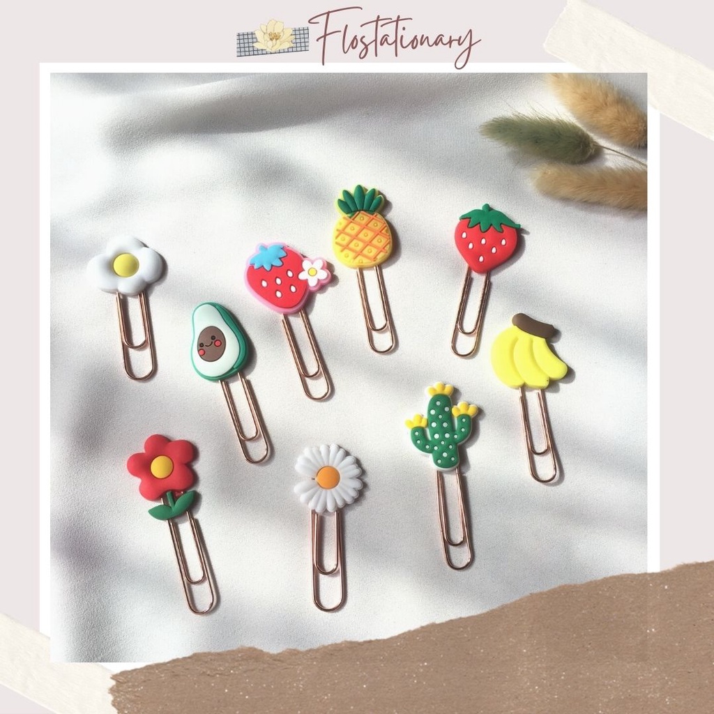 

Paper Clip Karakter Klip Kertas Penanda Halaman Motif - Daisy Avocado Kaktus