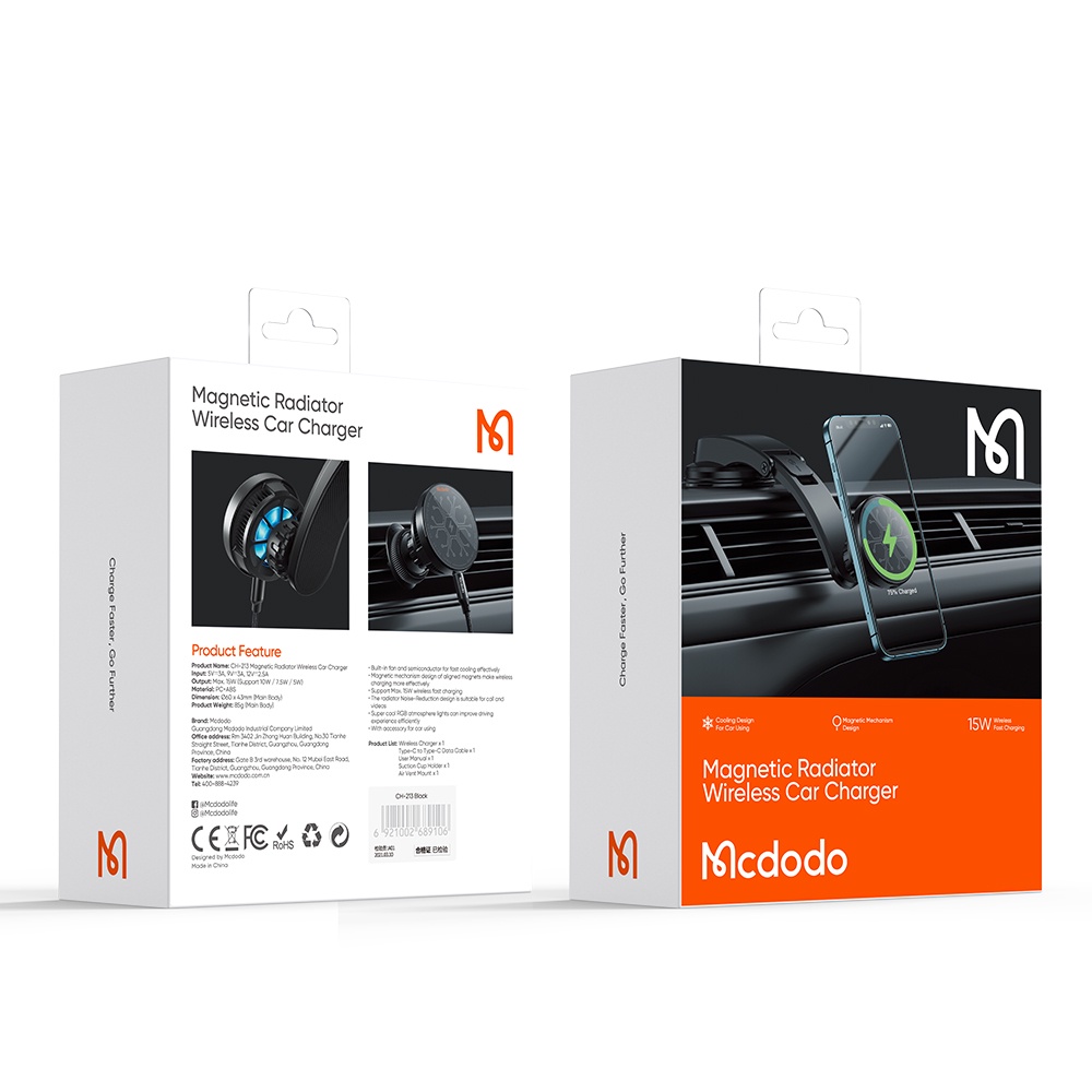 MCDODO CH2130 Car Wireless Charger 15W Fan Cooler Magsafe Mobil