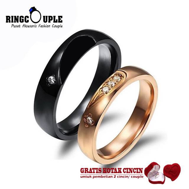 [JB019] Cincin Couple Titanium Original 100% Anti Pudar (GRATIS BOX)