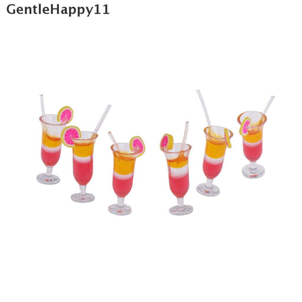 Gentlehappy 6Pcs / Set Mainan Miniatur Gelas Jus Skala 1: 12 Untuk Aksesoris Dapur Rumah Boneka