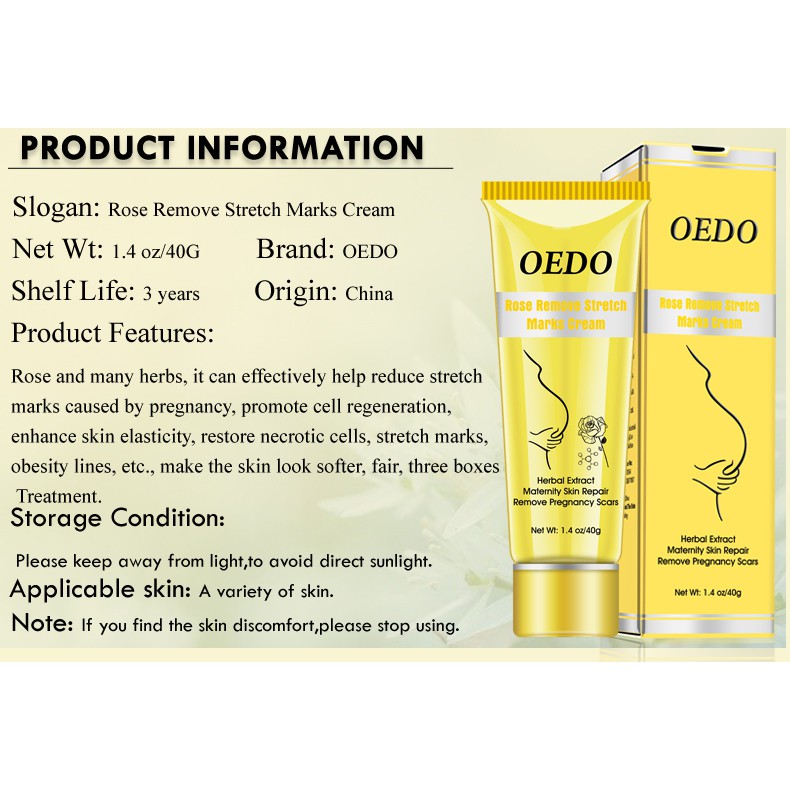 [Bisa COD] OEDO Rose Menghilangkan Stretch Mark Cream Nourish Pelembab Anti-Kerut Wanita Hamil