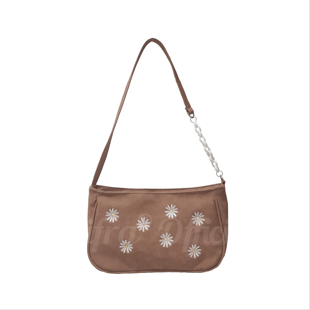 TAS PUNDAK SHOULDER BAG WANITA BUNGA COKLAT PINK SHIFRA