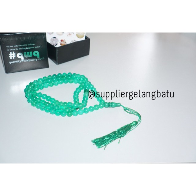 tasbih batu Giok Hijau 99 butir premium tasbeh green jade alam akik aksesoris fashionita pria wanita