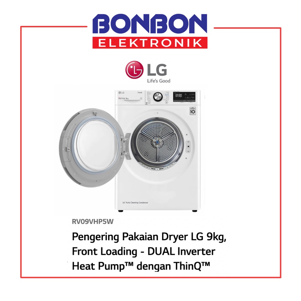 LG Dryer 9KG RV09VHP5W / Pengering Pakaian Dual Inverter Heat Pump