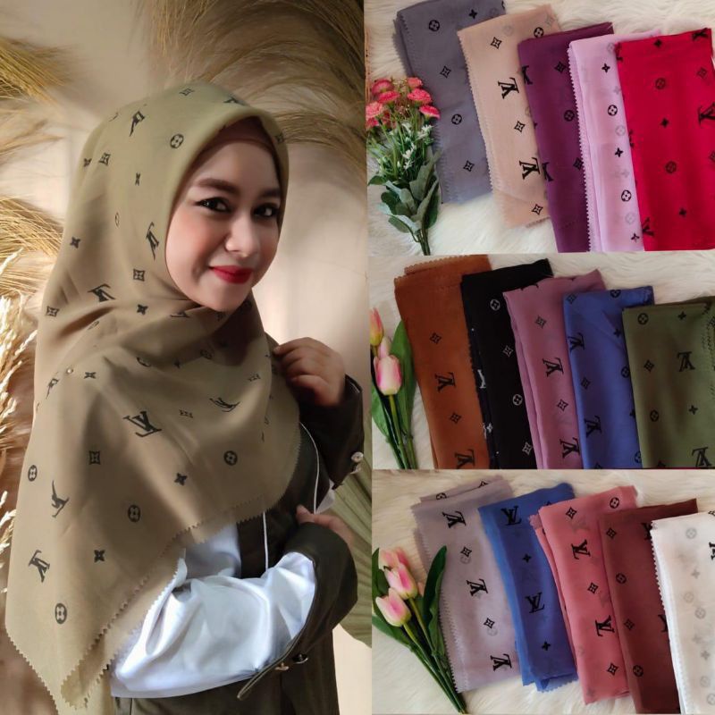 Segi Empat Voal Premium Lasercut Motif LV