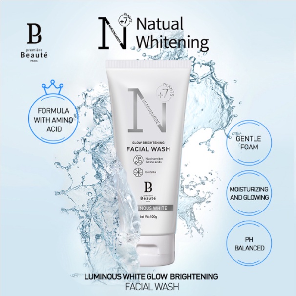 [COD] Premiere Beaute Facial Wash Niacinamide Centella Luminous White Glow Brightening 100gram BPOM