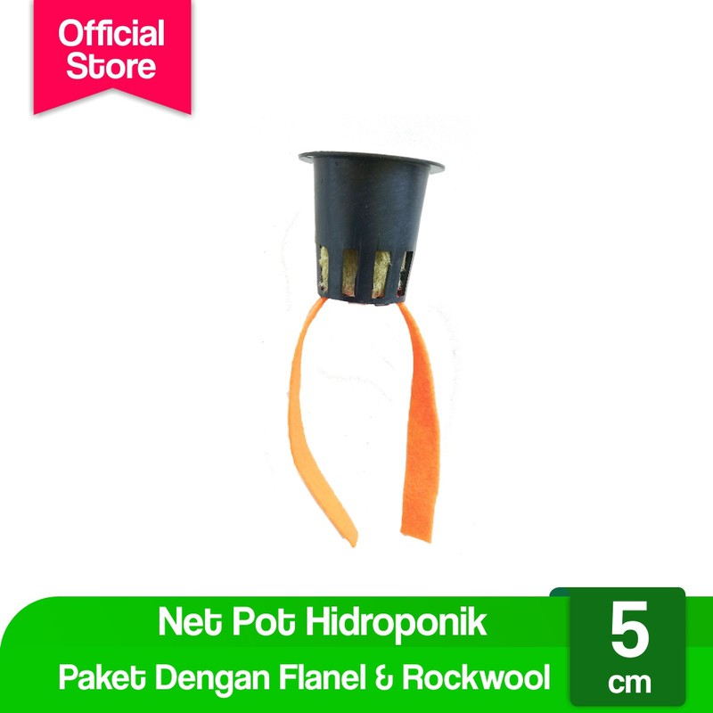 

Netpot 5 cm Hidroponik, Sumbu Flanel, Rockwool