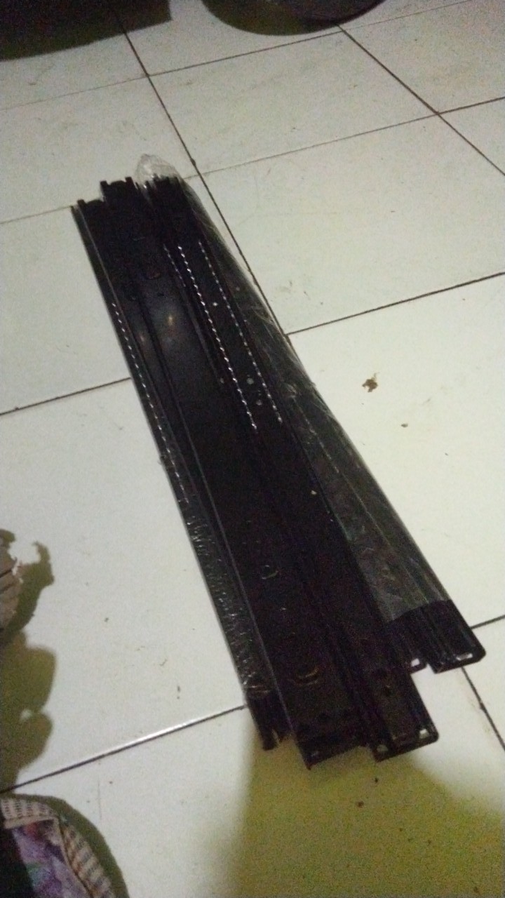 Rel Laci (hitam) 60 Cm 1 Set (2 Pcs)  Double Track Mapla Full Extention 3,5cm ( 2x Tarik) Free Skrup