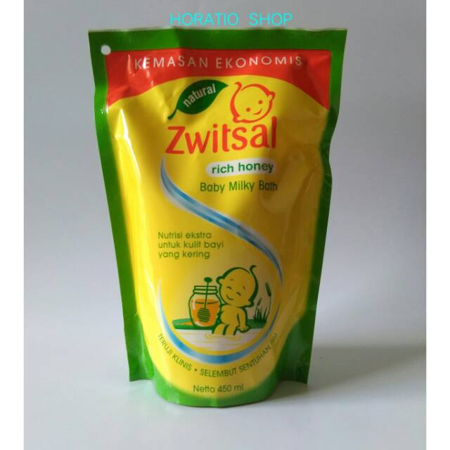 Zwitsal Natural Rich Honey Baby Milky Bath 450 ml / 250 ml