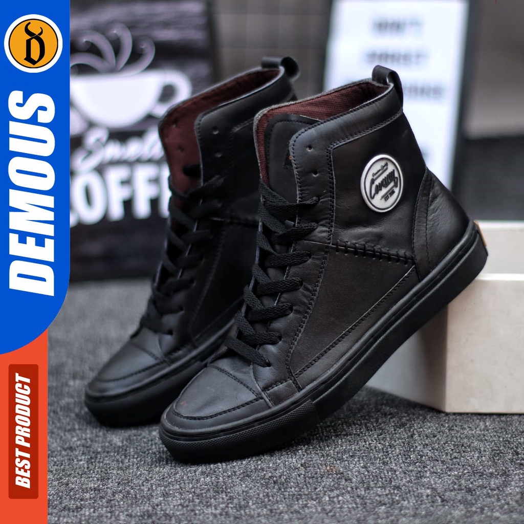 DEMOUS Dantez - Sepatu Sneakers Casual Tali Pria Kulit Asli