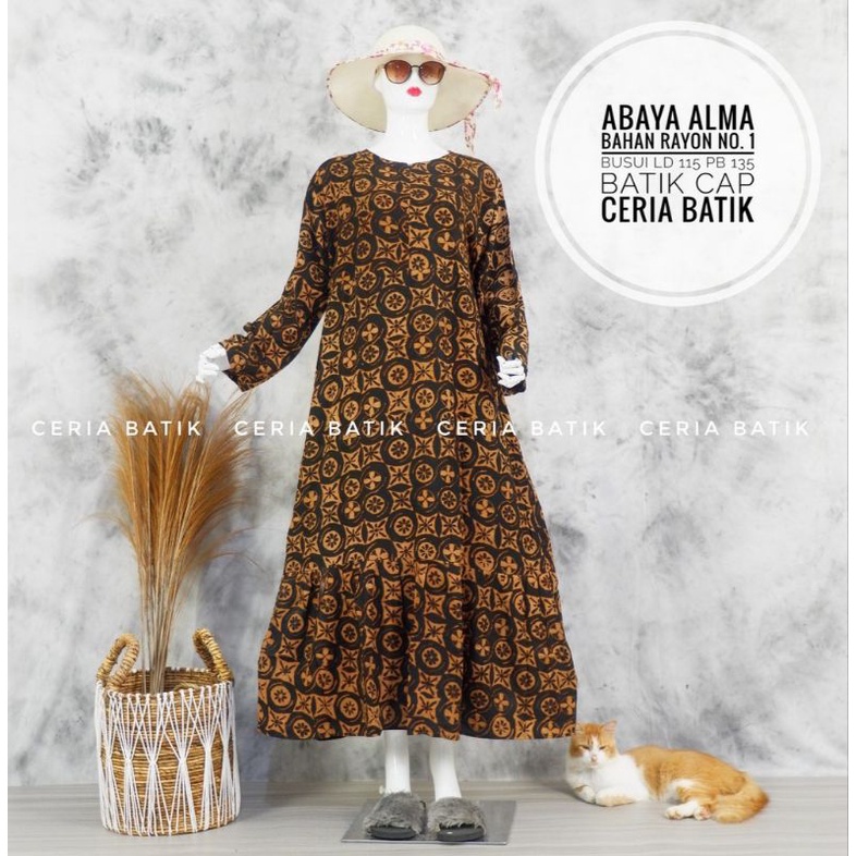 LONGDRESS BUSUI Ceria Batik Abaya Alma Sogan Busui/ DASTER PANJANG/ Baju Tidur Baju Santai Wanita Ba