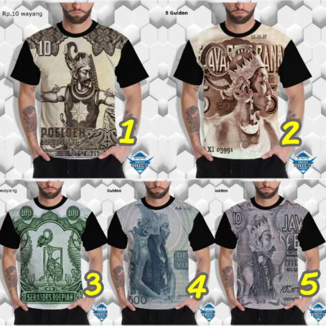 Kaos 3D Distro Kaos Uang Kuno Indonesia Termurah Motif Wayang