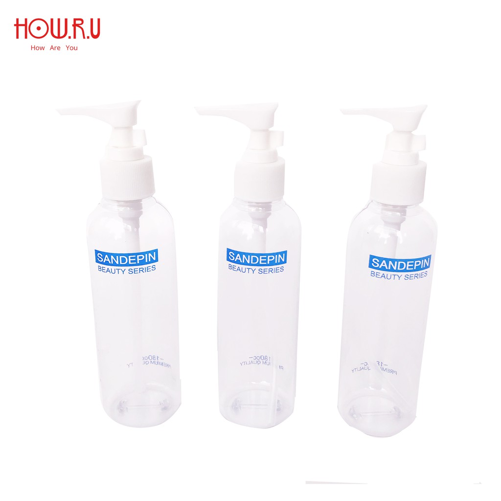 HOW.R.U | 180ml - Botol Pump Polos / PET / Tebal / Import / Tempat Disinfektan / Lotion / Cream 5070P