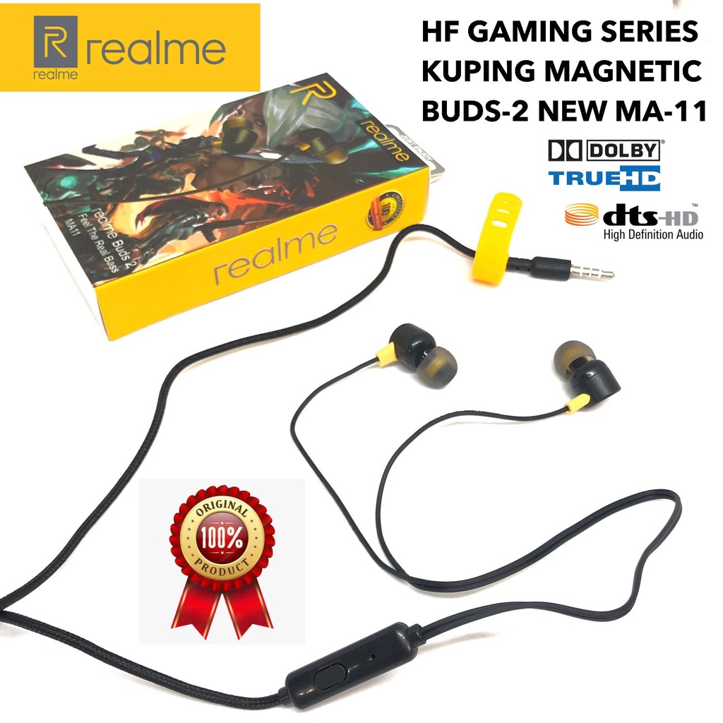 Headset earphone handfree realme original 100%/headset realme buds magnet original gaming edition earphone gaming pubg realme ma10