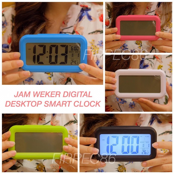 Jam Meja Digital / Jam Weker Pintar / Digital Smart Alarm Clock -  Lampu LED Sensor Temperatur / Jam Weker Pintar