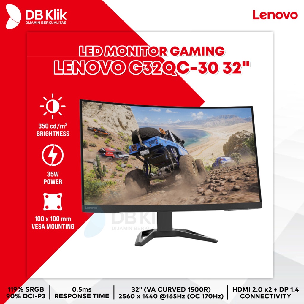 LED Monitor Gaming LENOVO G32qc-30 32&quot; 165Hz Curved HDMI (66F2GAC1WW)