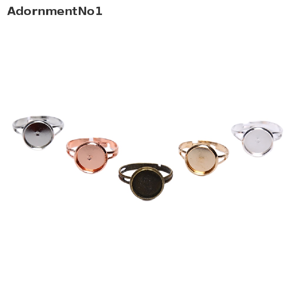 (AdornmentNo1) 10pcs Cincin Cabochon Kosong Adjustable Untuk Membuat Perhiasan DIY