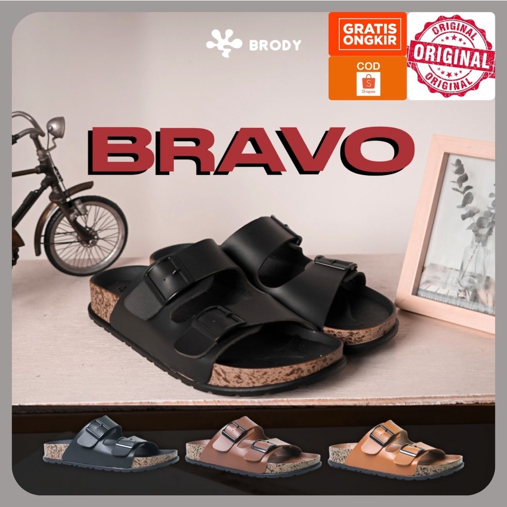 Sandal Selop Pria Original Kasual Kekinian Brody tipe Bravo