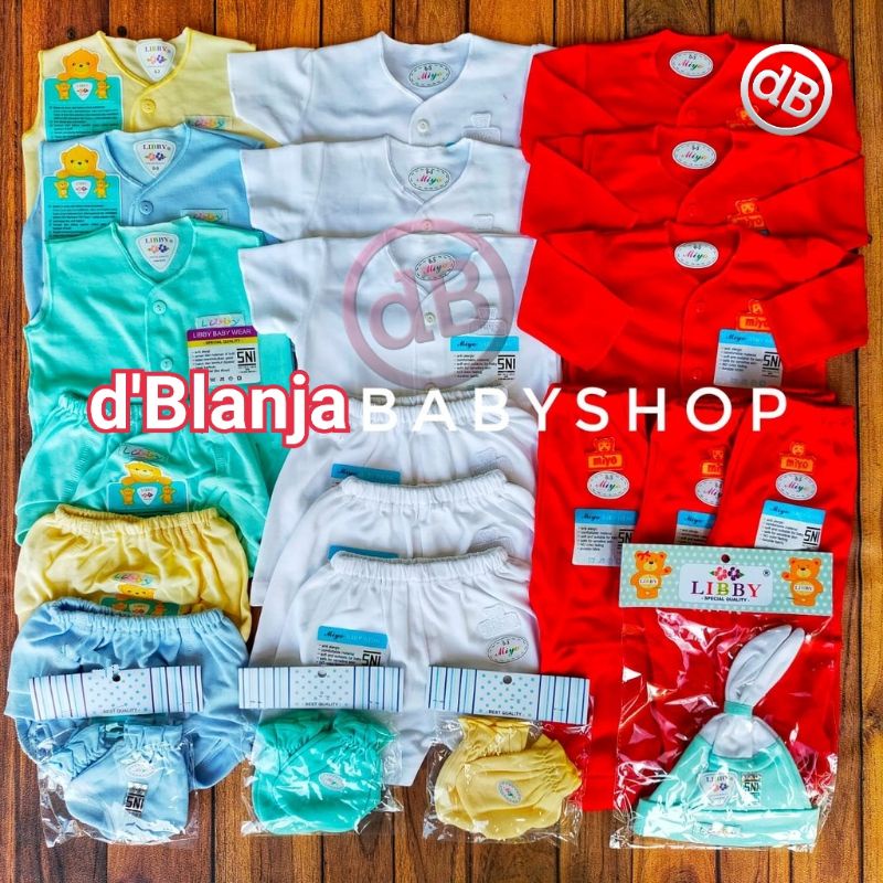 Paket Perlengkapan Baju Bayi Newborn Libby Miyo Original Warna Merah Putih Premium Quality