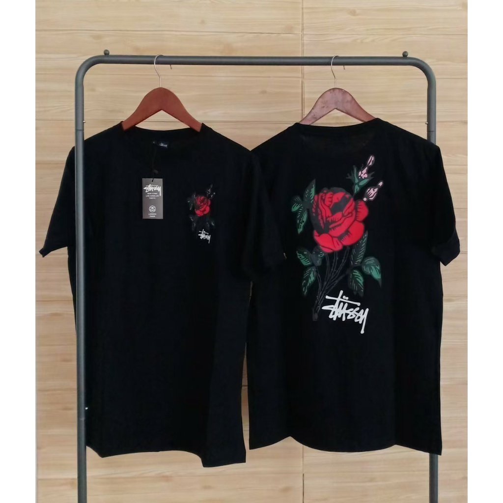 Kaos Stussy White Red Premium Quality / Kaos Mawar Pria Wanita Keren / Kaos Oversize / Kaos Distro Keren