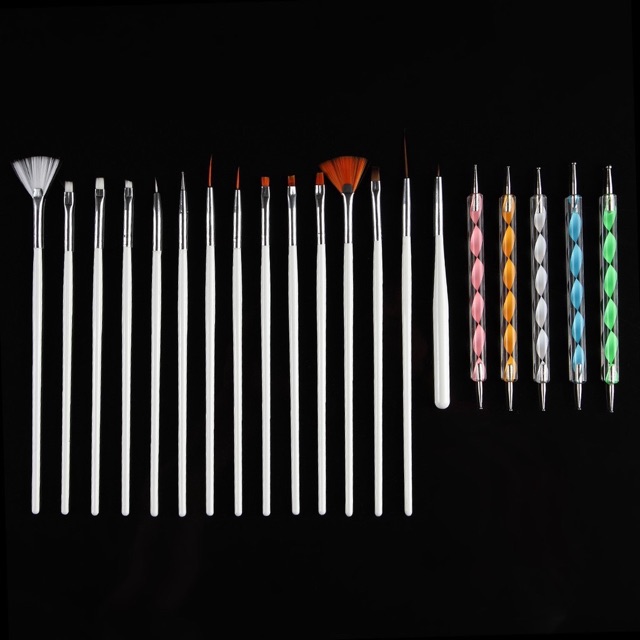 1 set liner brush + dotting tools brush nailart kuas gambar kutek 1 set