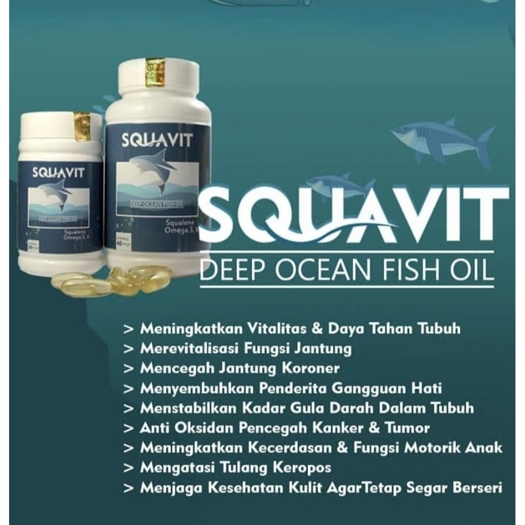 SQUAVIT /Turunkan Kolesterol Tinggi/Jantung Koroner- Squalene Omega 3,6 (isi 20 softgel)