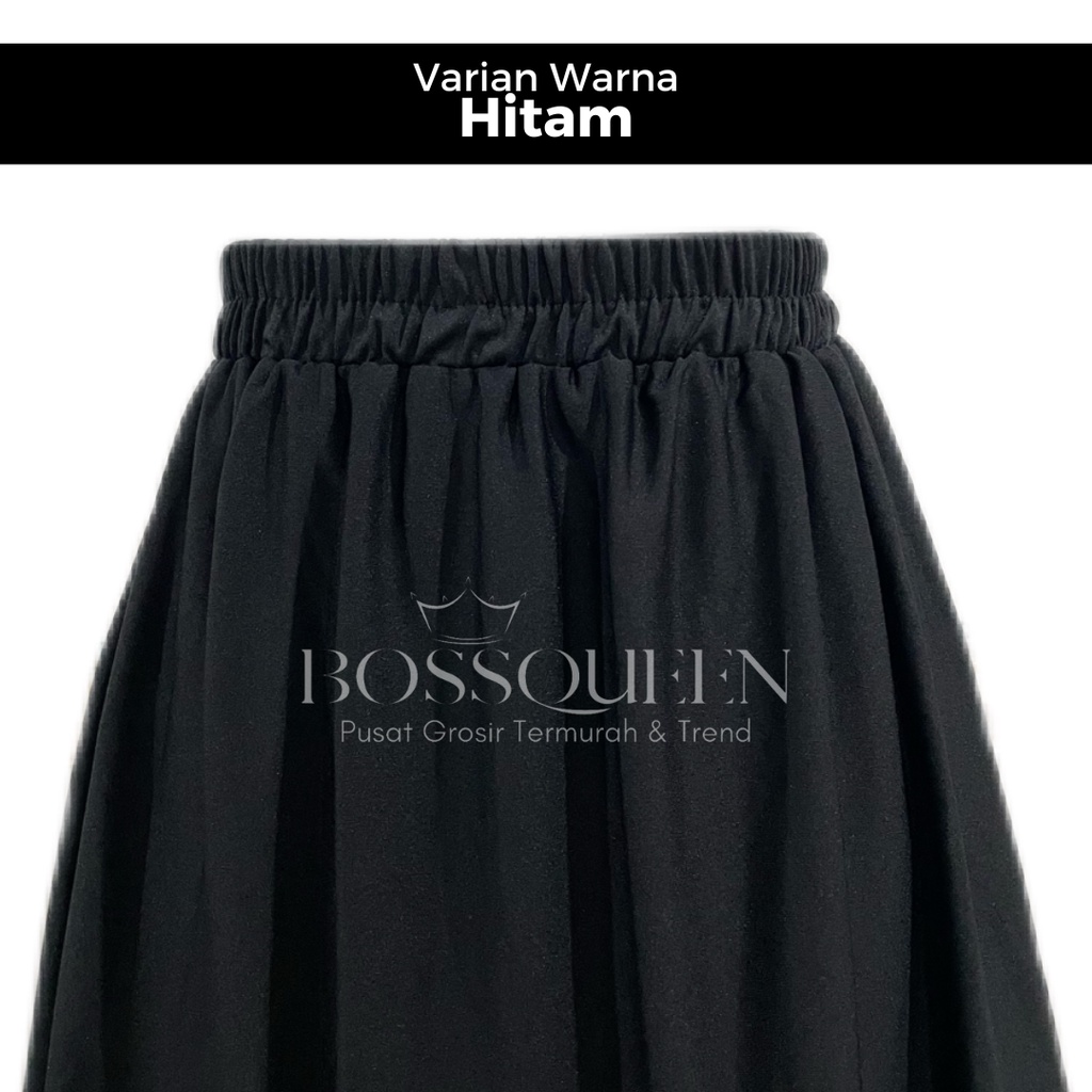 ROK KERJA WANITA POLOS BASIC PREMIUM 100%HYGET SUPER /ROK POLOS GRADE A/ROK POLOS MAYUNG-HITAM
