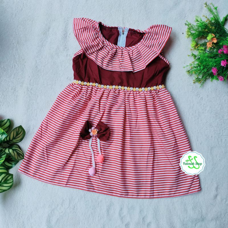 Dress Anak 1 2 tahun strip singlet Lala gaun anak cewek perempuan Fatonah Shop nana singlet ( dress nana strip )