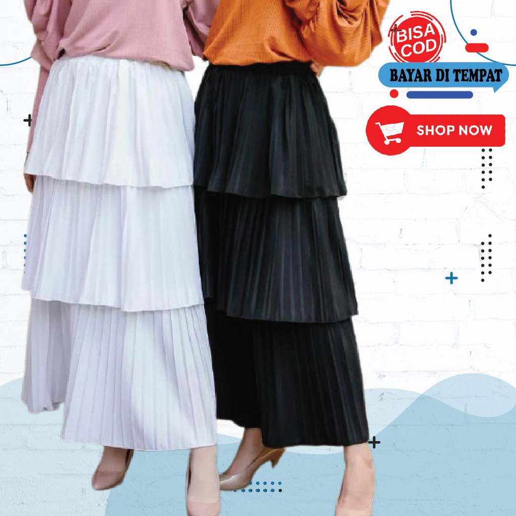 ROK PLISKET MODEL TUMPUK SABIAN Bahan Crepe Premium ELENA RUFFLE AS19