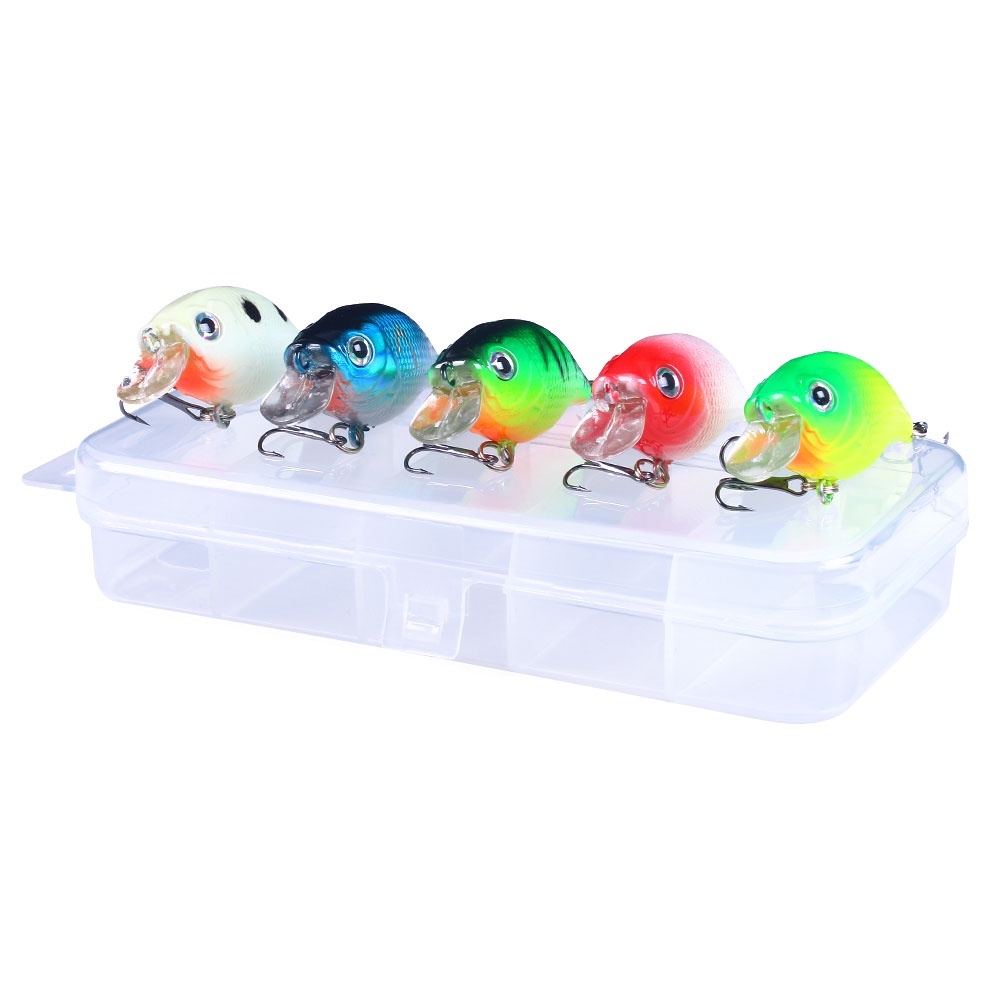 Hengjia 5PCS / Set Umpan Pancing Bentuk Ikan Kecil Luminous 6cm 6.7g Dengan 5 Sekat Transparan