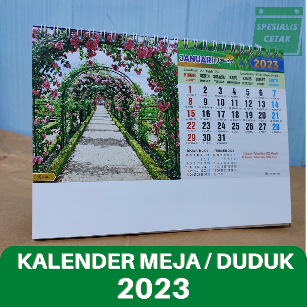 KALENDER MEJA / KALENDER DUDUK 2023 TEMA TAMAN BUNGA LENGKAP DENGAN PASARAN JAWA