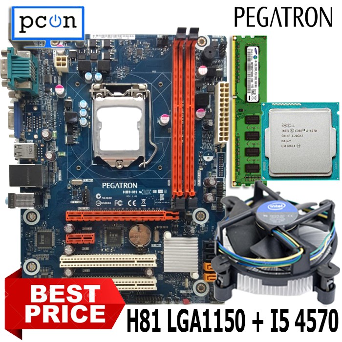 Mainboard LGA 1150 H81 PEGATRON DENGAN PROCESSOR I5 4670 DAN RAM 4GB