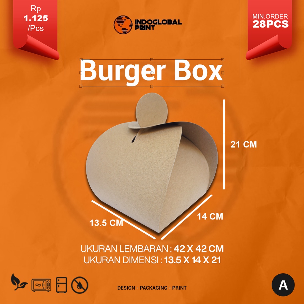 Box Burger A, Dus Burger, Kemasan Burger, Tempat Burger