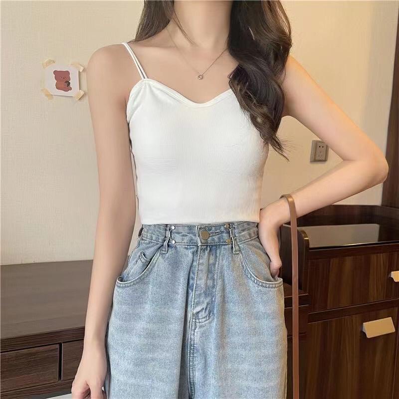 Feminin Tank Top Tali Spahgetti Wanita Atasan Wanita Pakaian Dalam Cewek Tanktop Bra Import-4