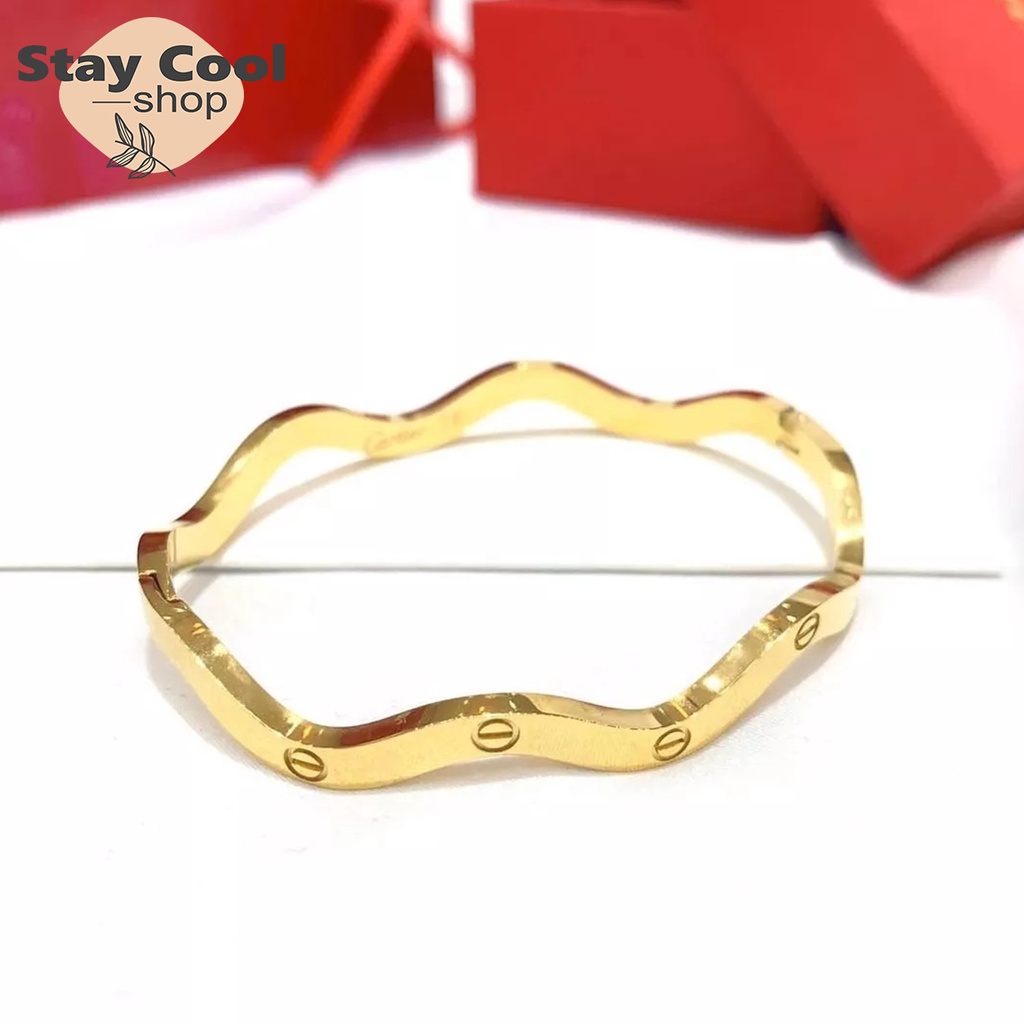 GELANG WANITA ASLI TITANIUM, WARNA GOLD / AKSESORIS WANITA ASLI TITANIUM / PERHIASAN FASHION ASLI TITANIUM ♥ STAY COOL SHOP ♥