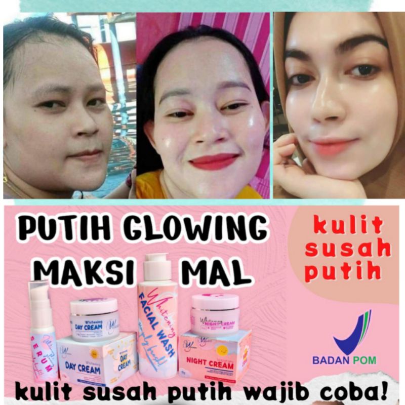 Paket Cream Pemutih Wajah BPOM - Perawatan Wajah Glowing Korea - Paket Susah Putih Flek Jerawat - Wa