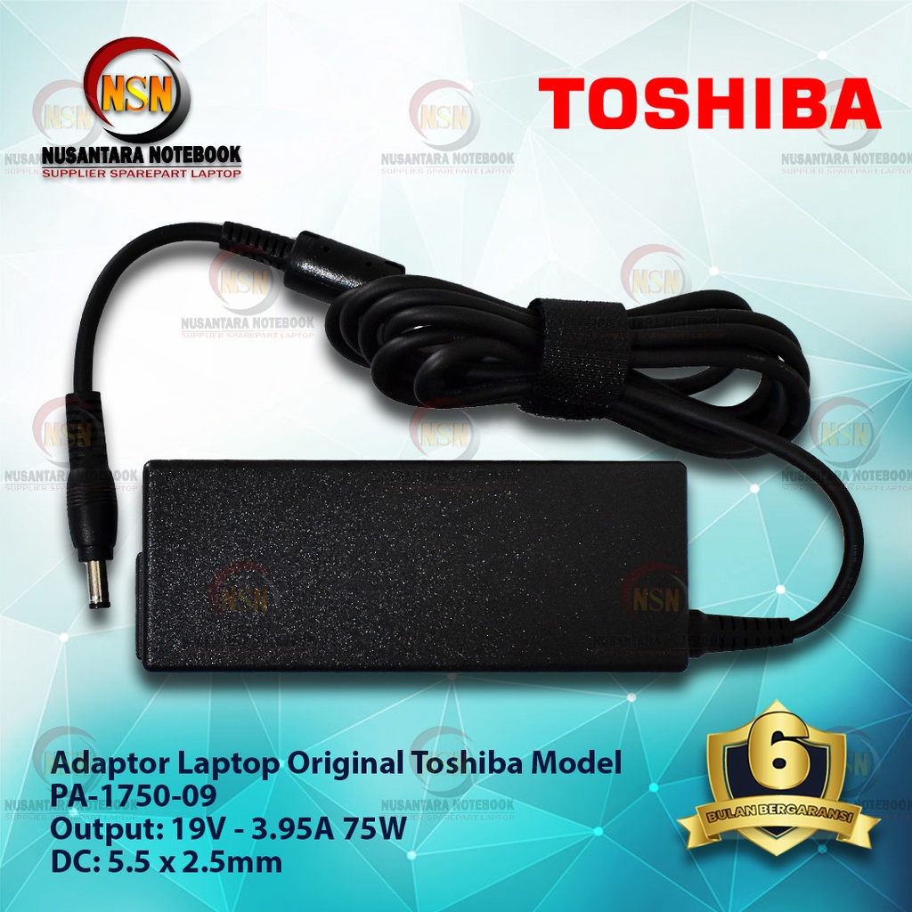 Adaptor Charger Original Toshiba 19V - 3.95A 75W DC 5.5*2.5 mm