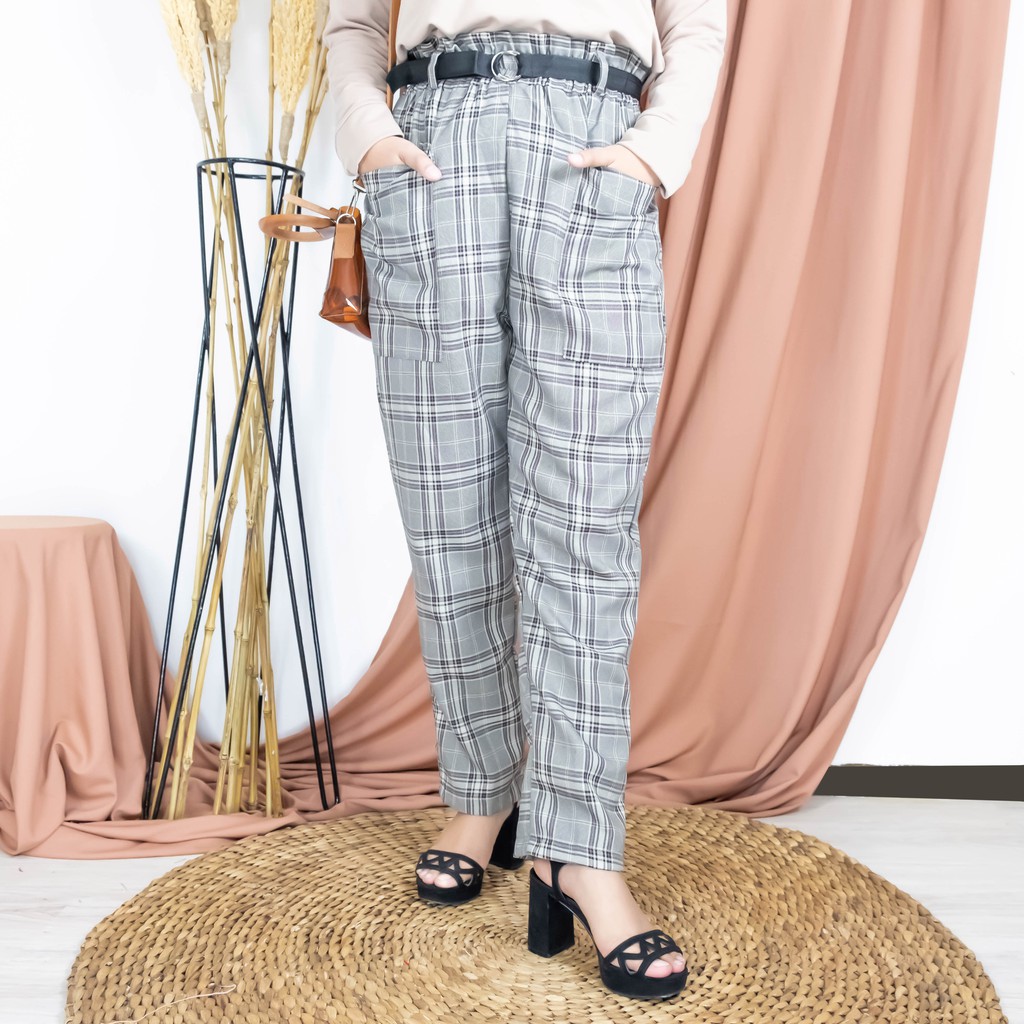 PS1675 Isadora Plaid  Pants celana  kotak kotak celana  