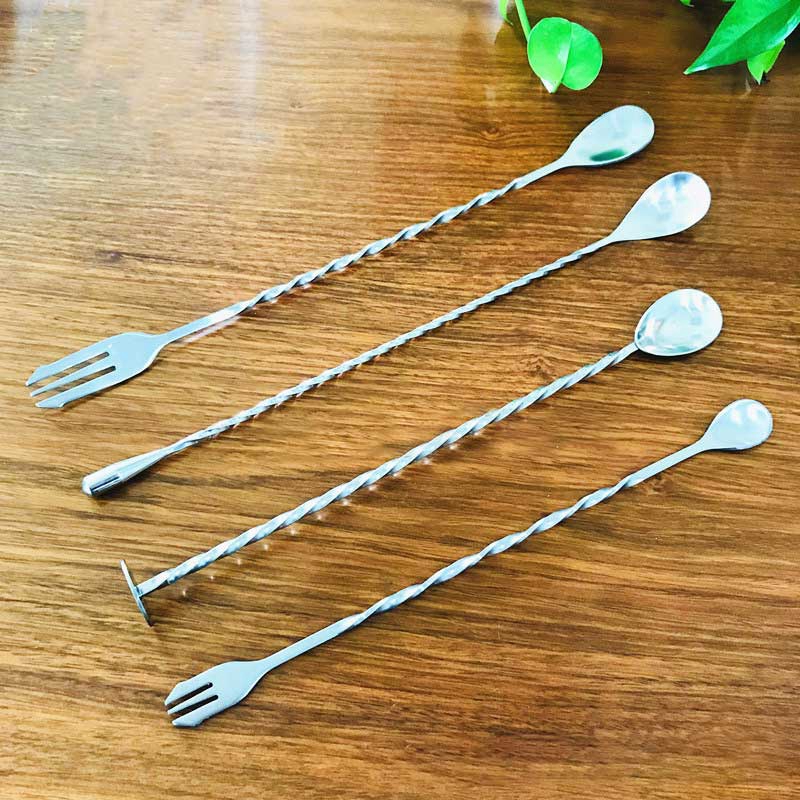 Stainless Steel Cocktail Bar Spiral Spoon /  Fine Thread Bar Spoon Cocktail Stirring / Twisted Mixing Spoon