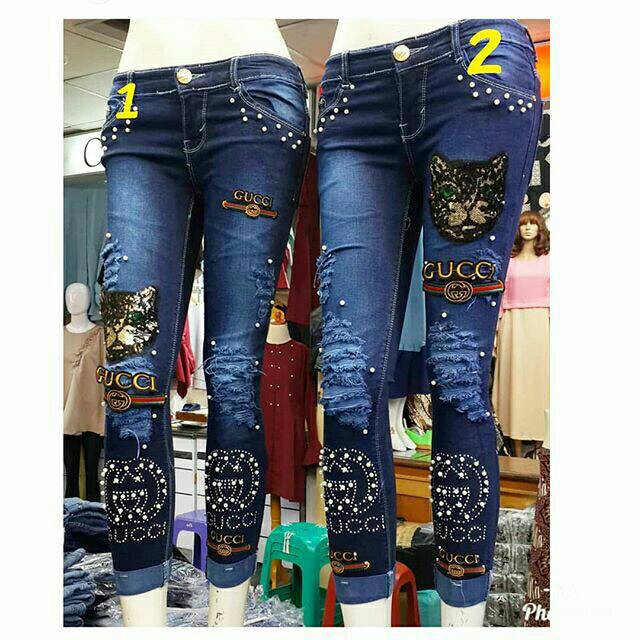  Celana  Jeans  Gucci  Wanita Trend Fashion