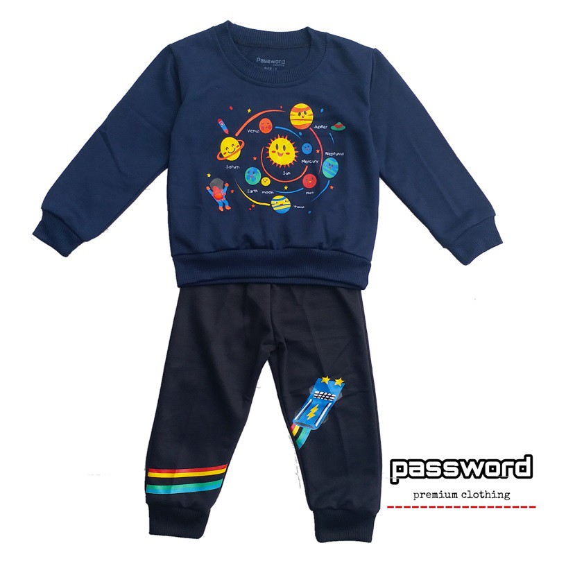 HappyOliver PASSWORD PLANET Setelan Sweater 1 - 7 Tahun Baju Anak BerKualitas